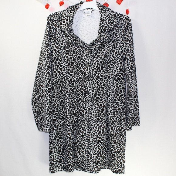 Vintage white Leopard print button down coat women’s medium brand joule - Picture 1 of 7